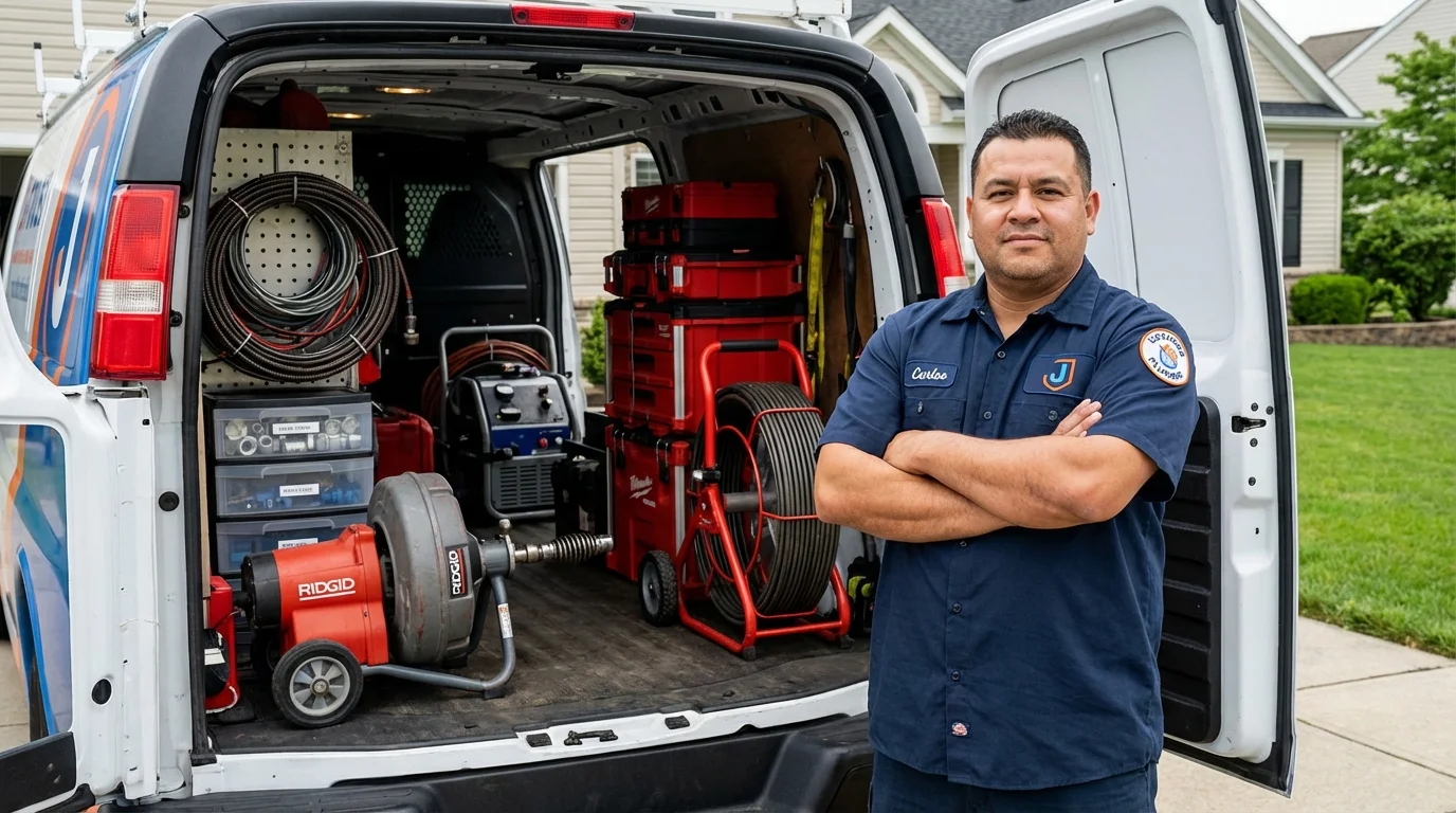 Professional drain cleaning equipment and Johns Plumbing LLC plumber in Harrisonburg